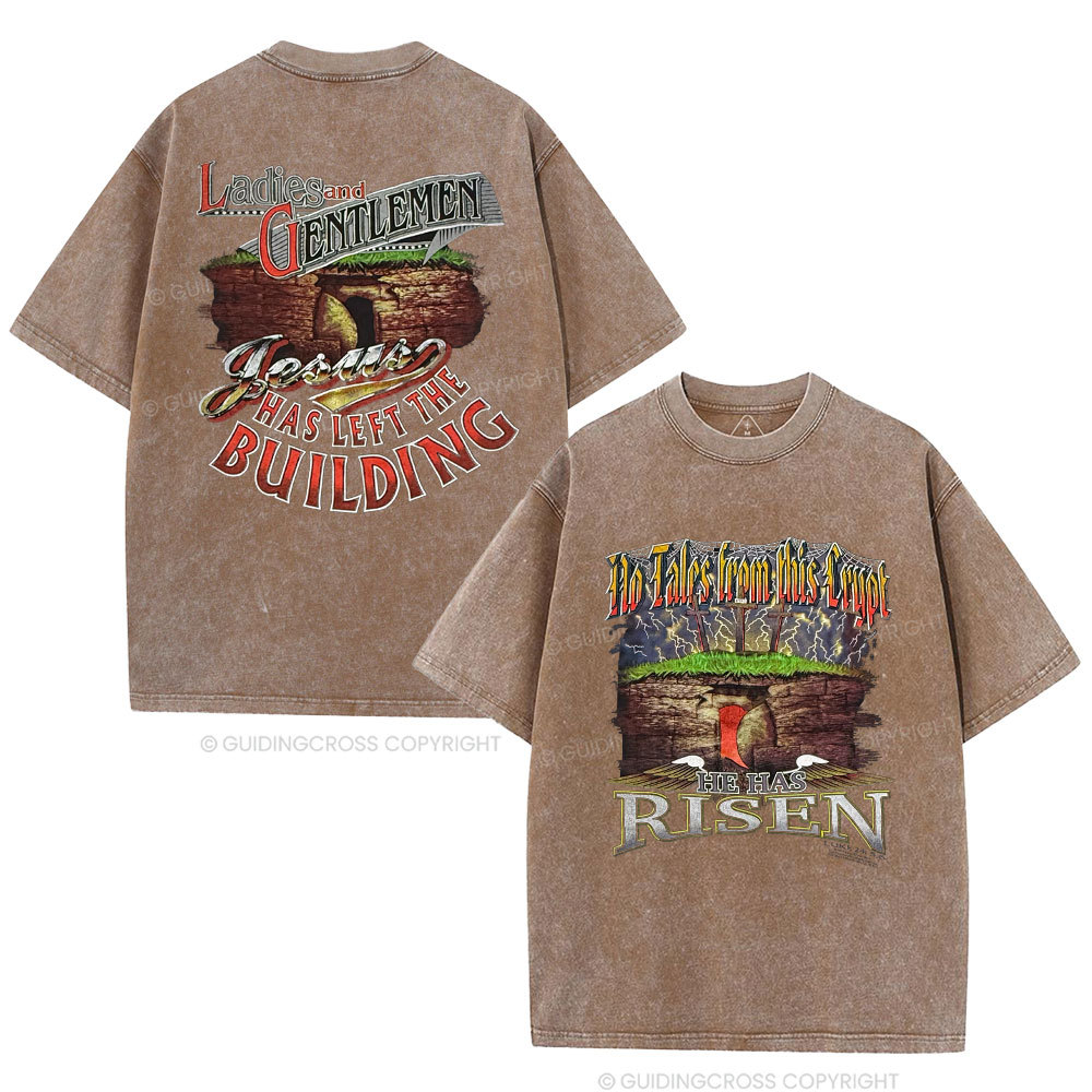 He Has Risen Christian Washed T-Shirt