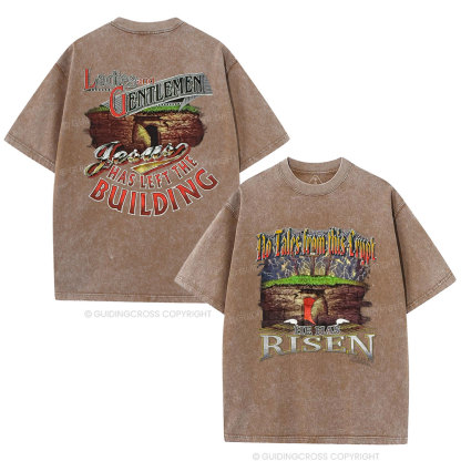 He Has Risen Christian Washed T-Shirt