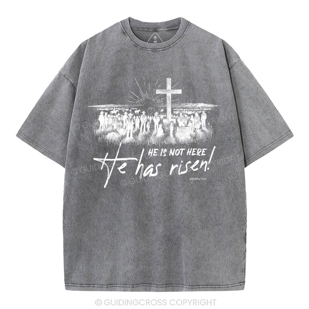 He Has Risen Christian Washed T-Shirt