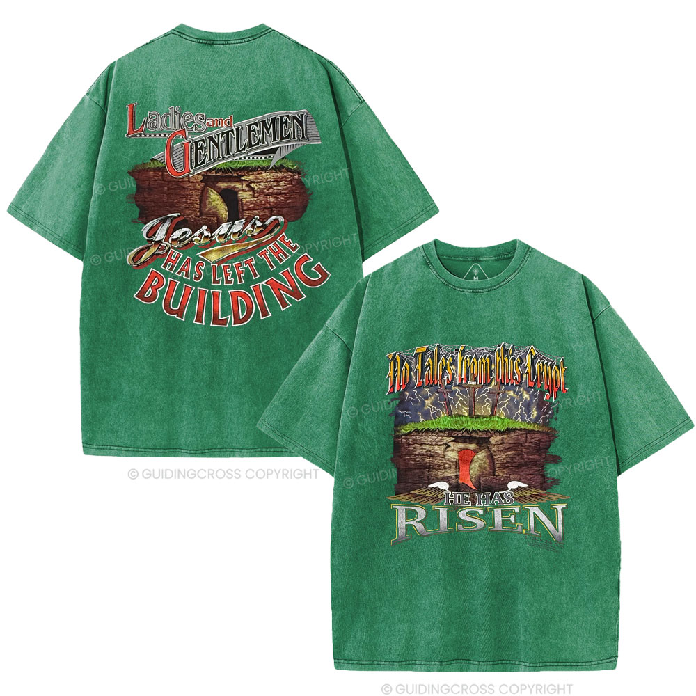 He Has Risen Christian Washed T-Shirt
