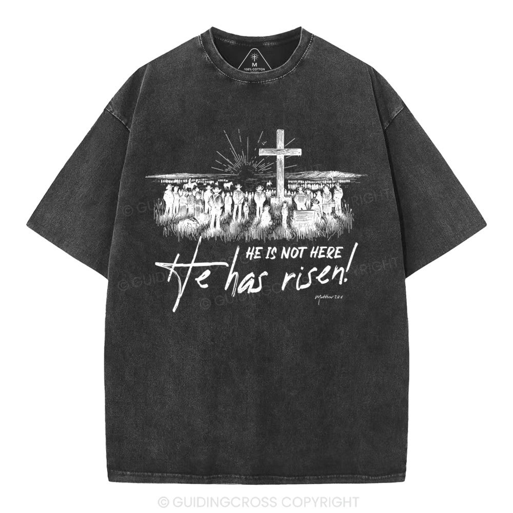 He Has Risen Christian Washed T-Shirt