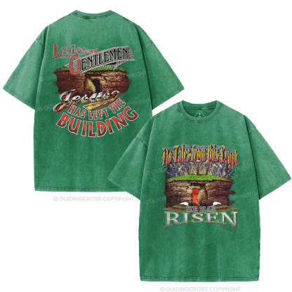 He Has Risen Christian Washed T-Shirt