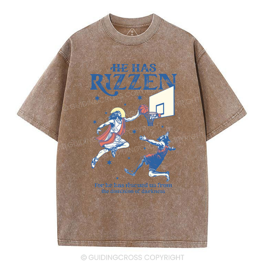He Has Rizzen Christian Washed T-Shirt