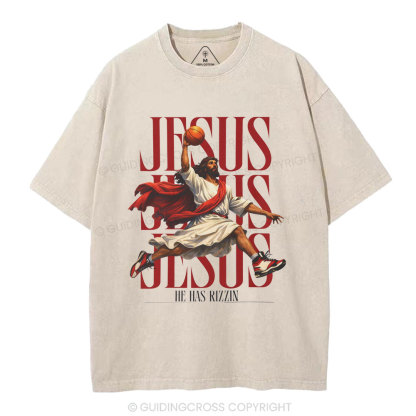He Has Rizzin Christian Washed T-Shirt