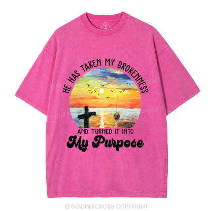He Has Taken My Brokenness Christian Washed T-Shirt