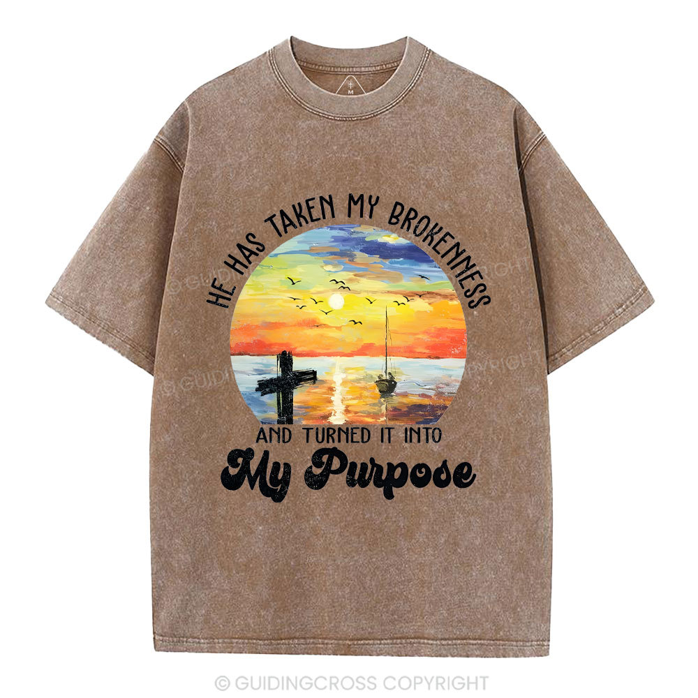 He Has Taken My Brokenness Christian Washed T-Shirt