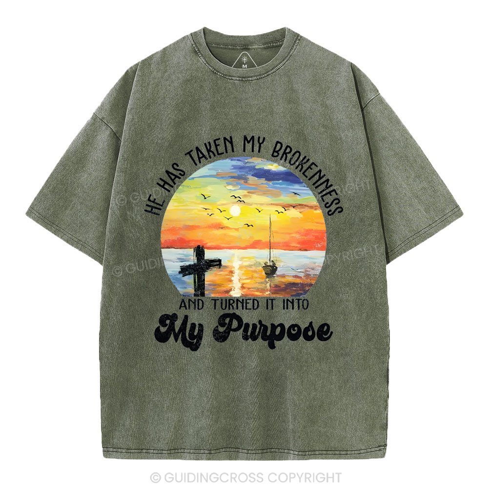 He Has Taken My Brokenness Christian Washed T-Shirt