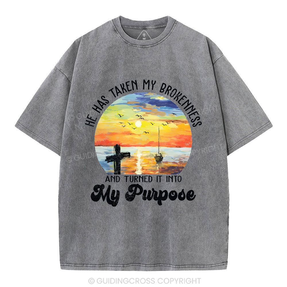 He Has Taken My Brokenness Christian Washed T-Shirt