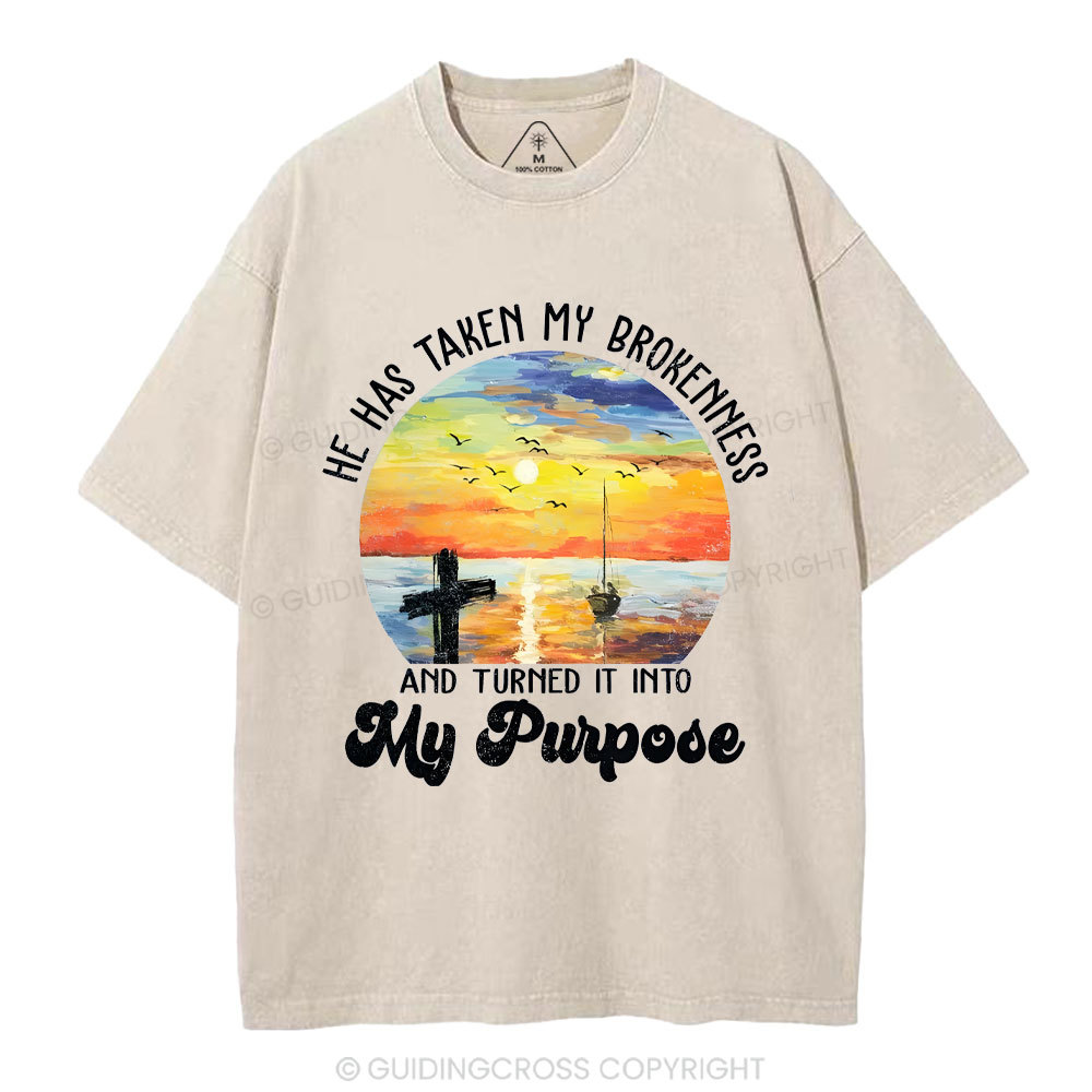 He Has Taken My Brokenness Christian Washed T-Shirt