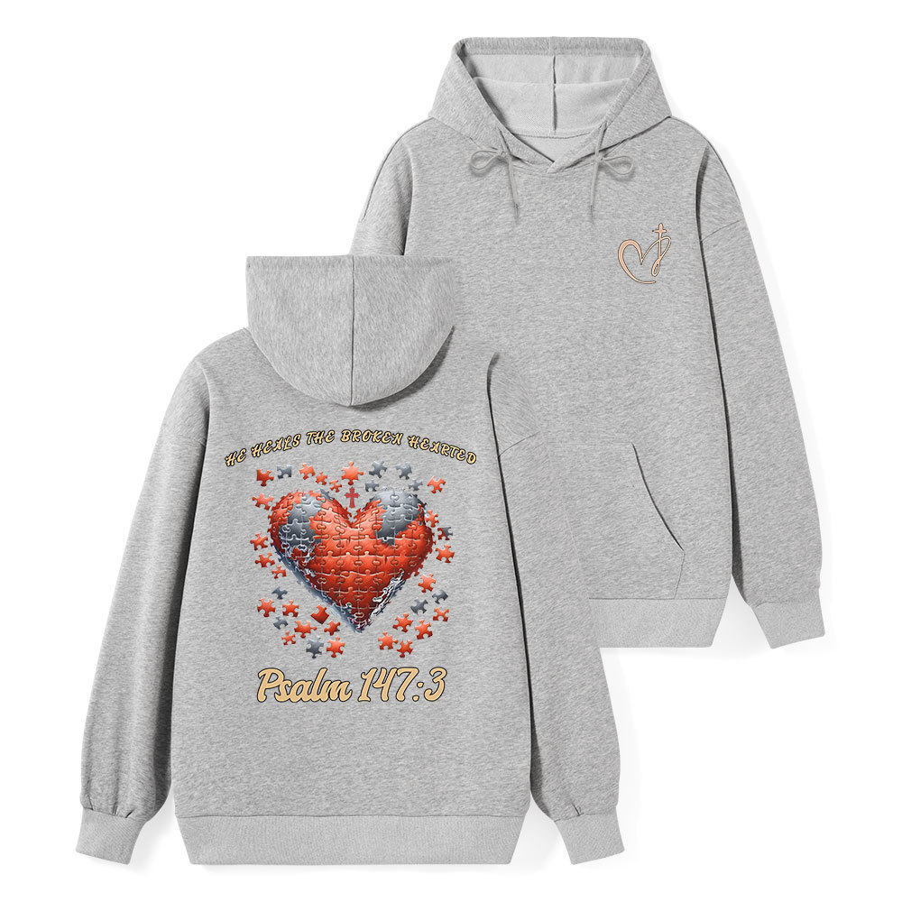 He Heals The Broken He Arted Classic Christian Hoodie