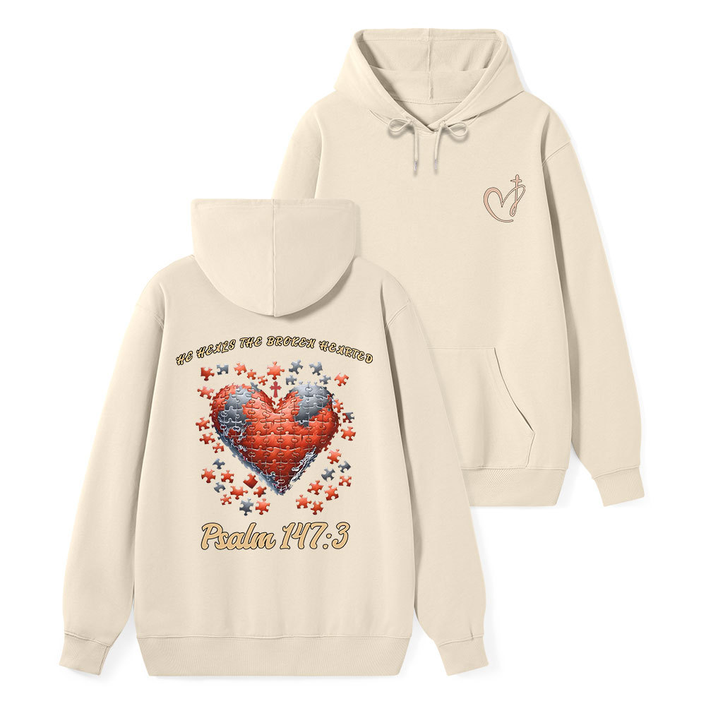He Heals The Broken He Arted Classic Christian Hoodie