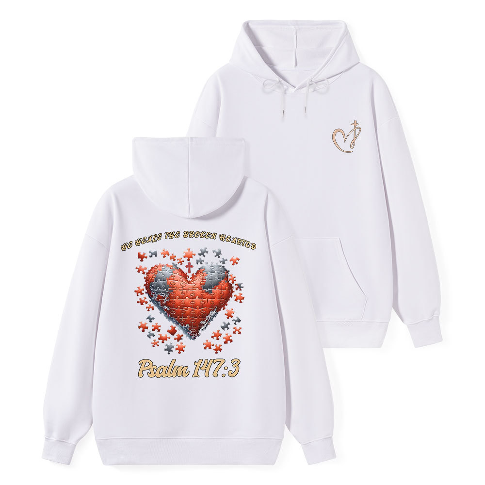 He Heals The Broken He Arted Classic Christian Hoodie