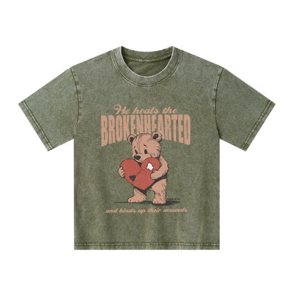 He Heals The Brokenhearted Christian Kid Washed T-Shirt