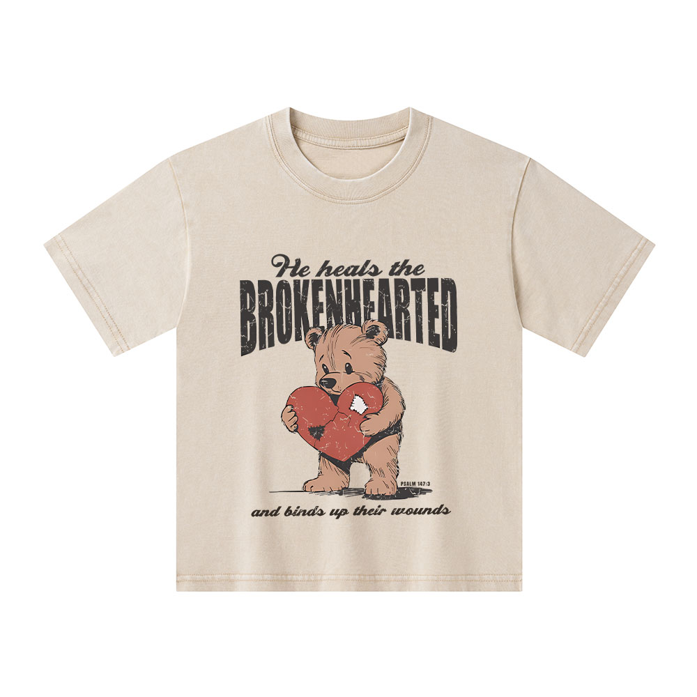 He Heals The Brokenhearted Christian Kid Washed T-Shirt