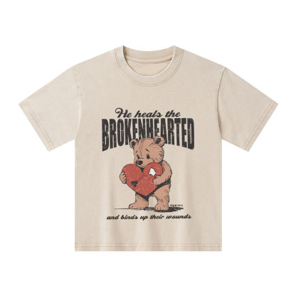 He Heals The Brokenhearted Christian Kid Washed T-Shirt