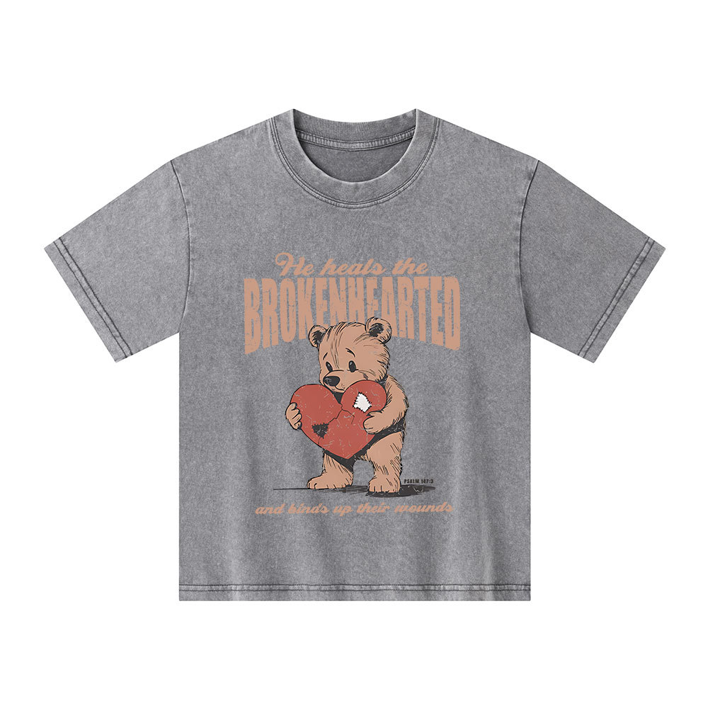 He Heals The Brokenhearted Christian Kid Washed T-Shirt