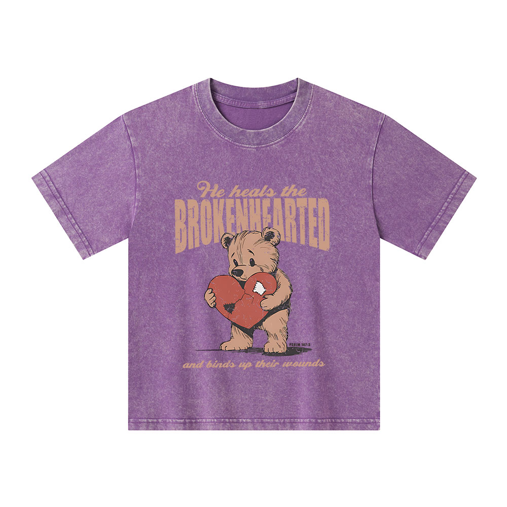 He Heals The Brokenhearted Christian Kid Washed T-Shirt