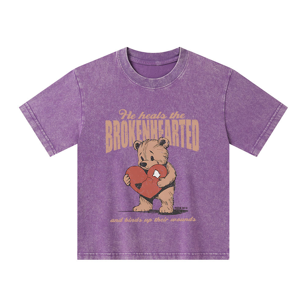 He Heals The Brokenhearted Christian Kid Washed T-Shirt