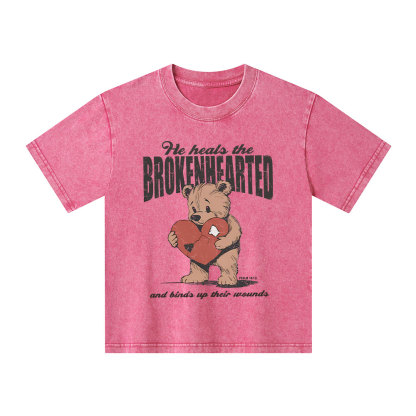 He Heals The Brokenhearted Christian Kid Washed T-Shirt