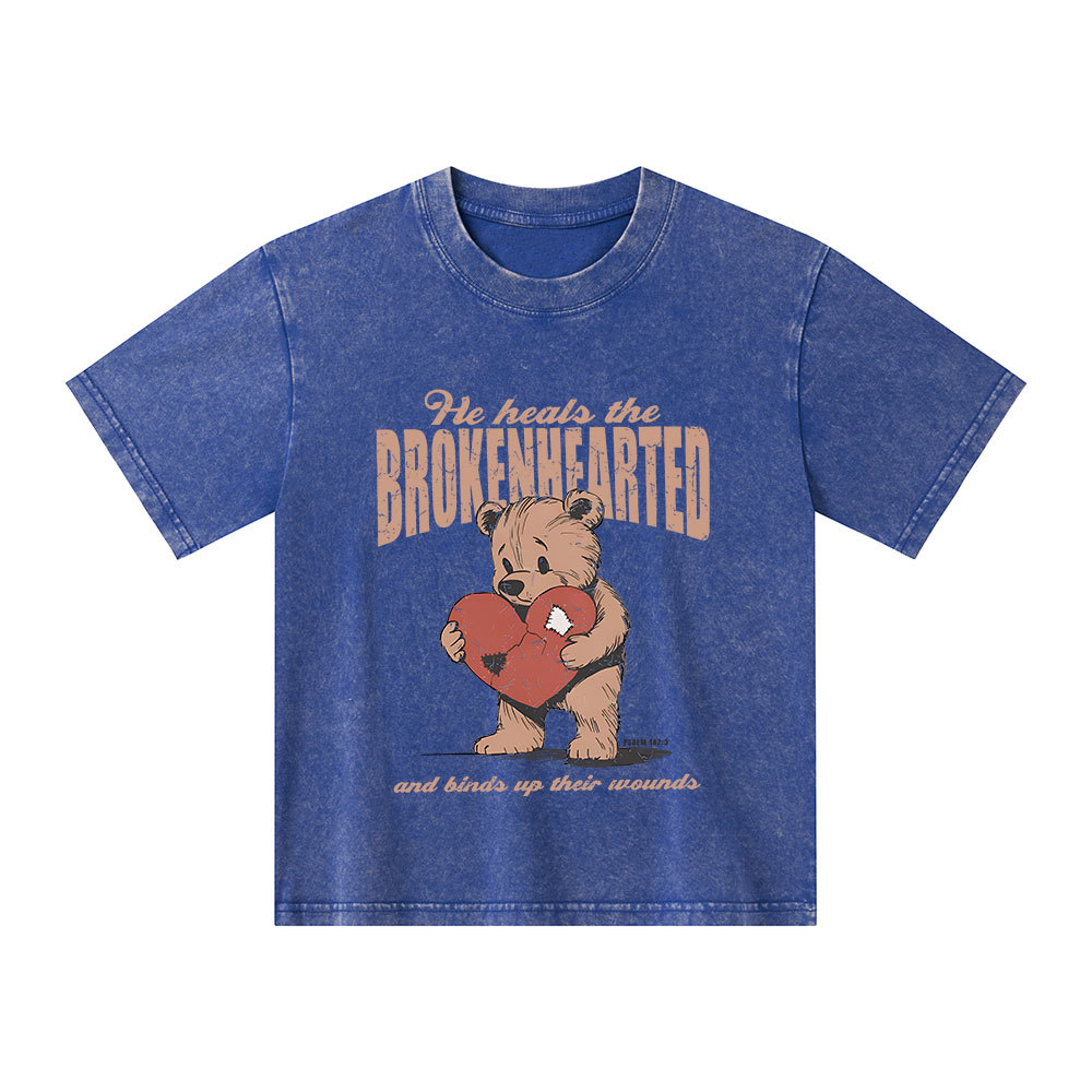 He Heals The Brokenhearted Christian Kid Washed T-Shirt