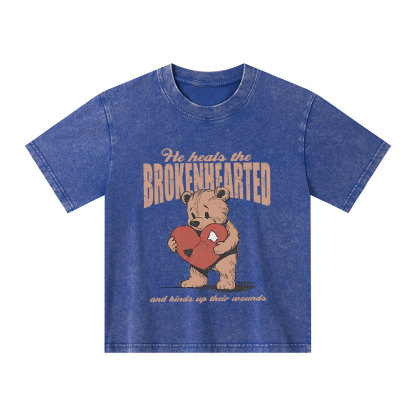 He Heals The Brokenhearted Christian Kid Washed T-Shirt