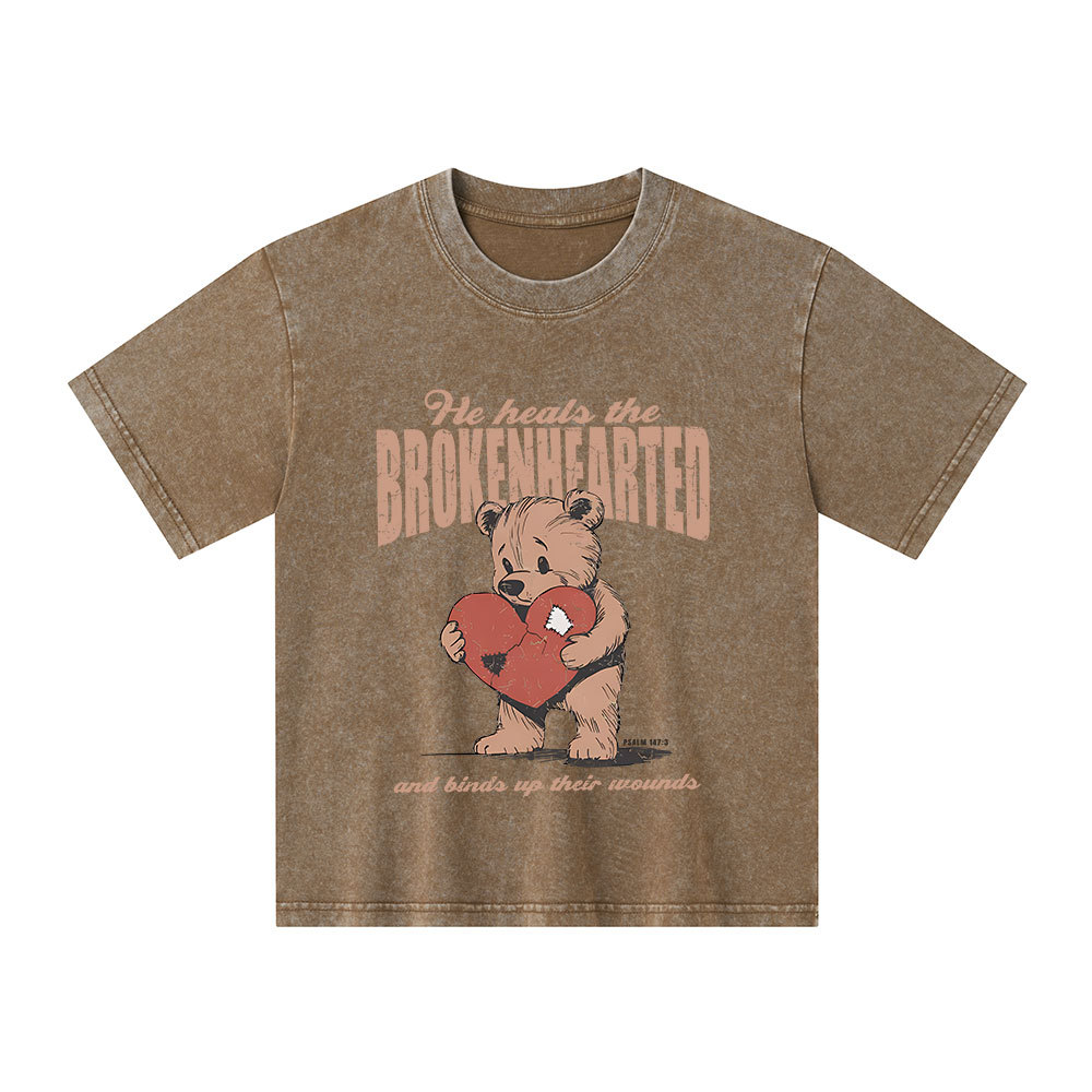 He Heals The Brokenhearted Christian Kid Washed T-Shirt