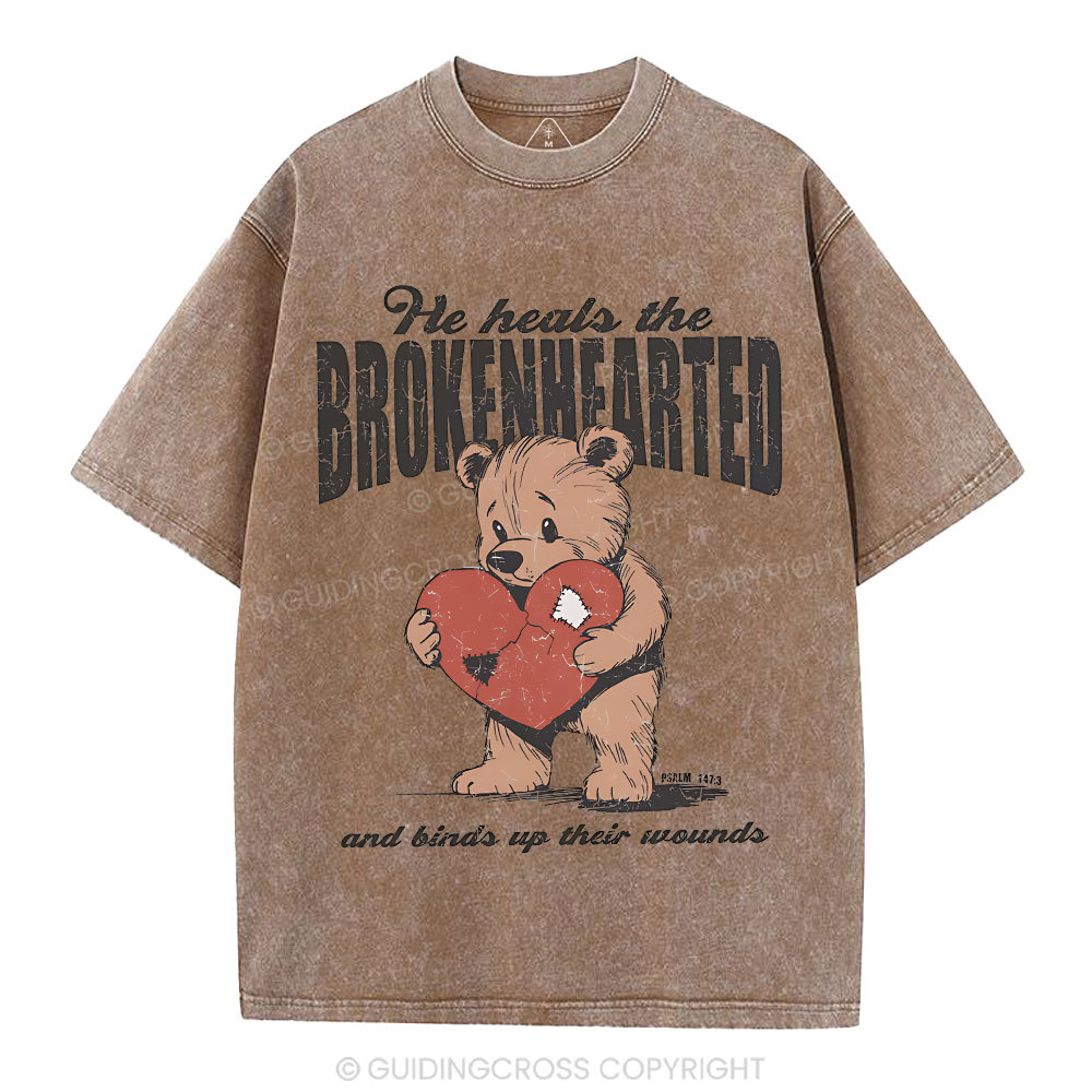 He Heals The Brokenhearted Christian Washed T-Shirt