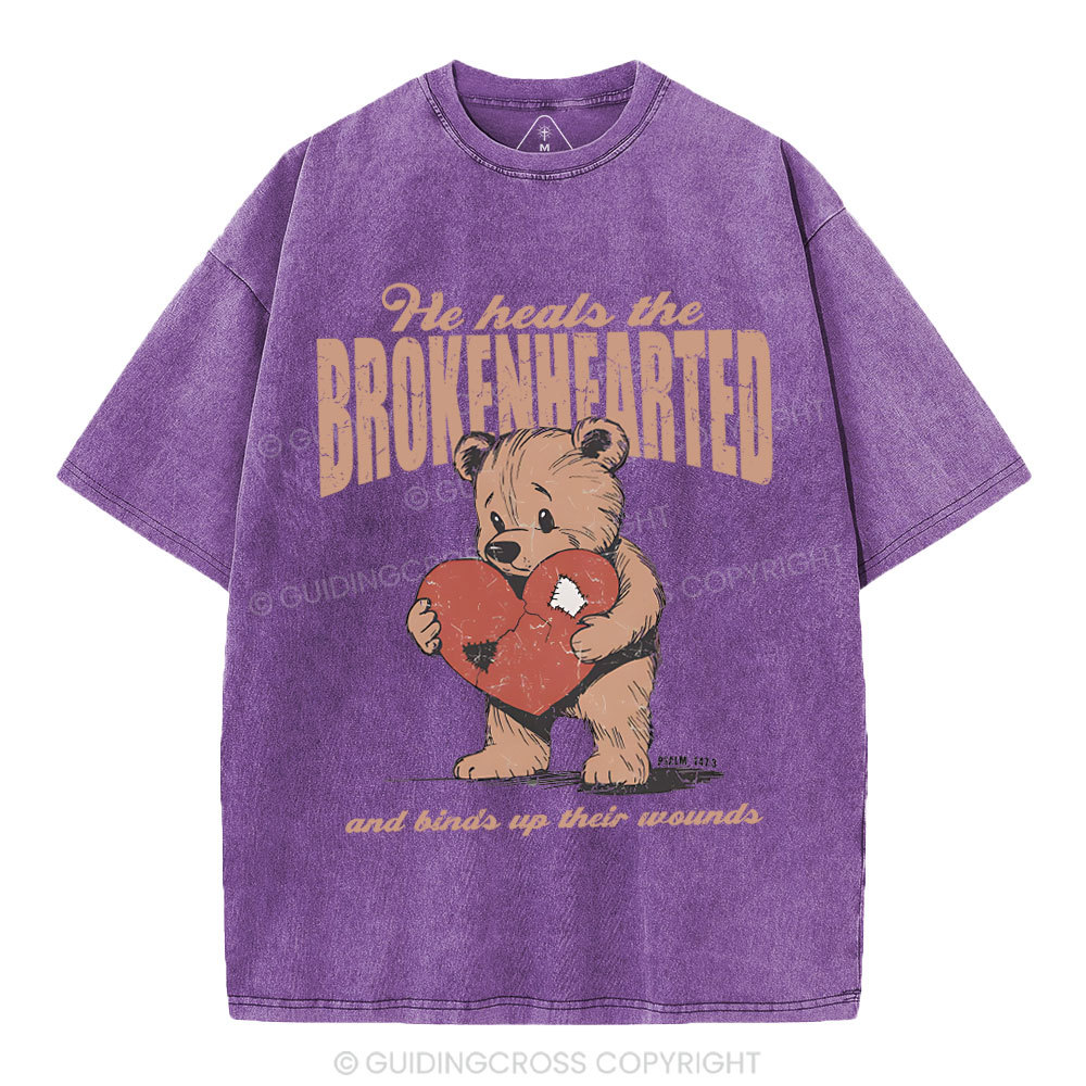 He Heals The Brokenhearted Christian Washed T-Shirt