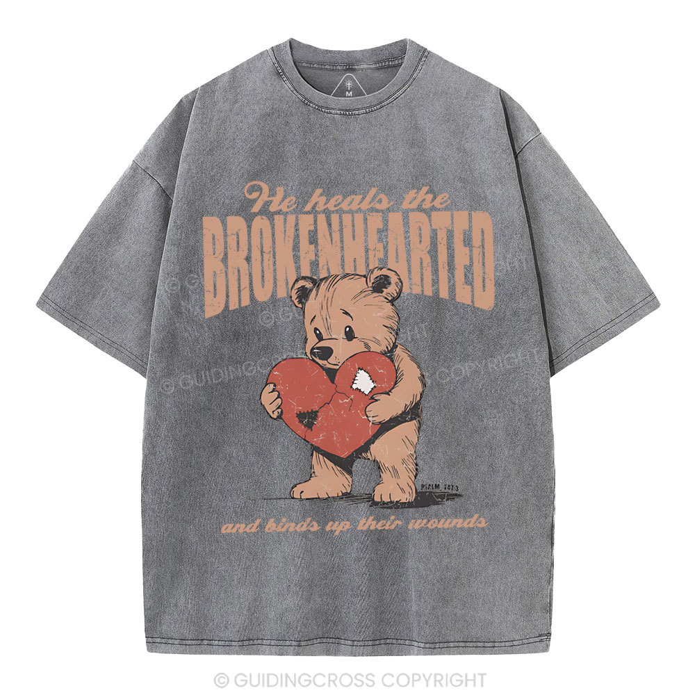 He Heals The Brokenhearted Christian Washed T-Shirt