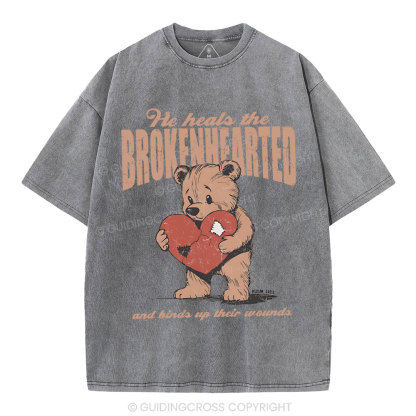 He Heals The Brokenhearted Christian Washed T-Shirt