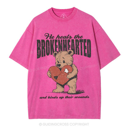 He Heals The Brokenhearted Christian Washed T-Shirt
