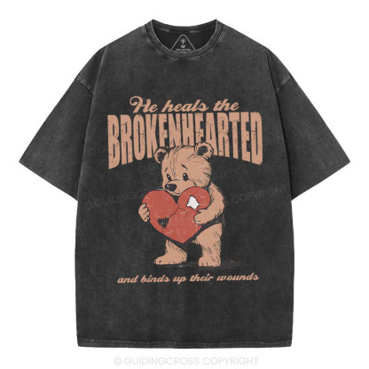 He Heals The Brokenhearted Christian Washed T-Shirt