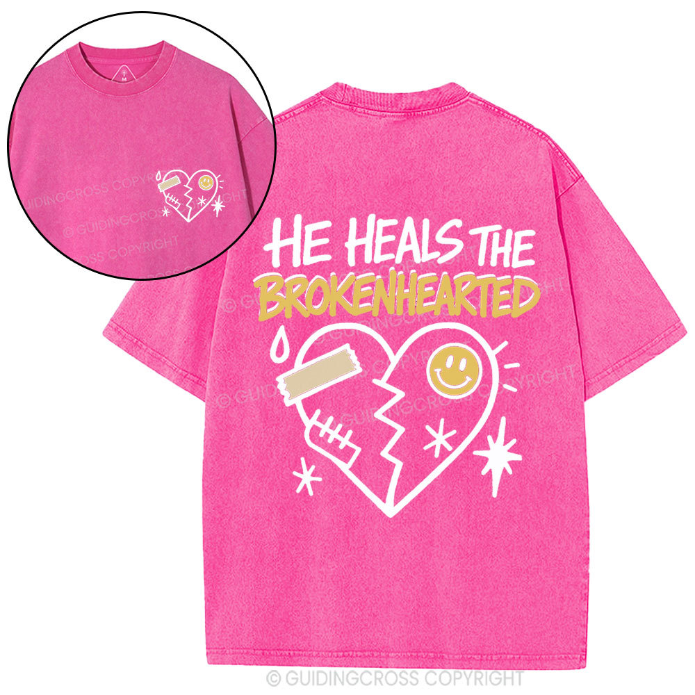 He Heals The Brokenhearted Christian Washed T-Shirt