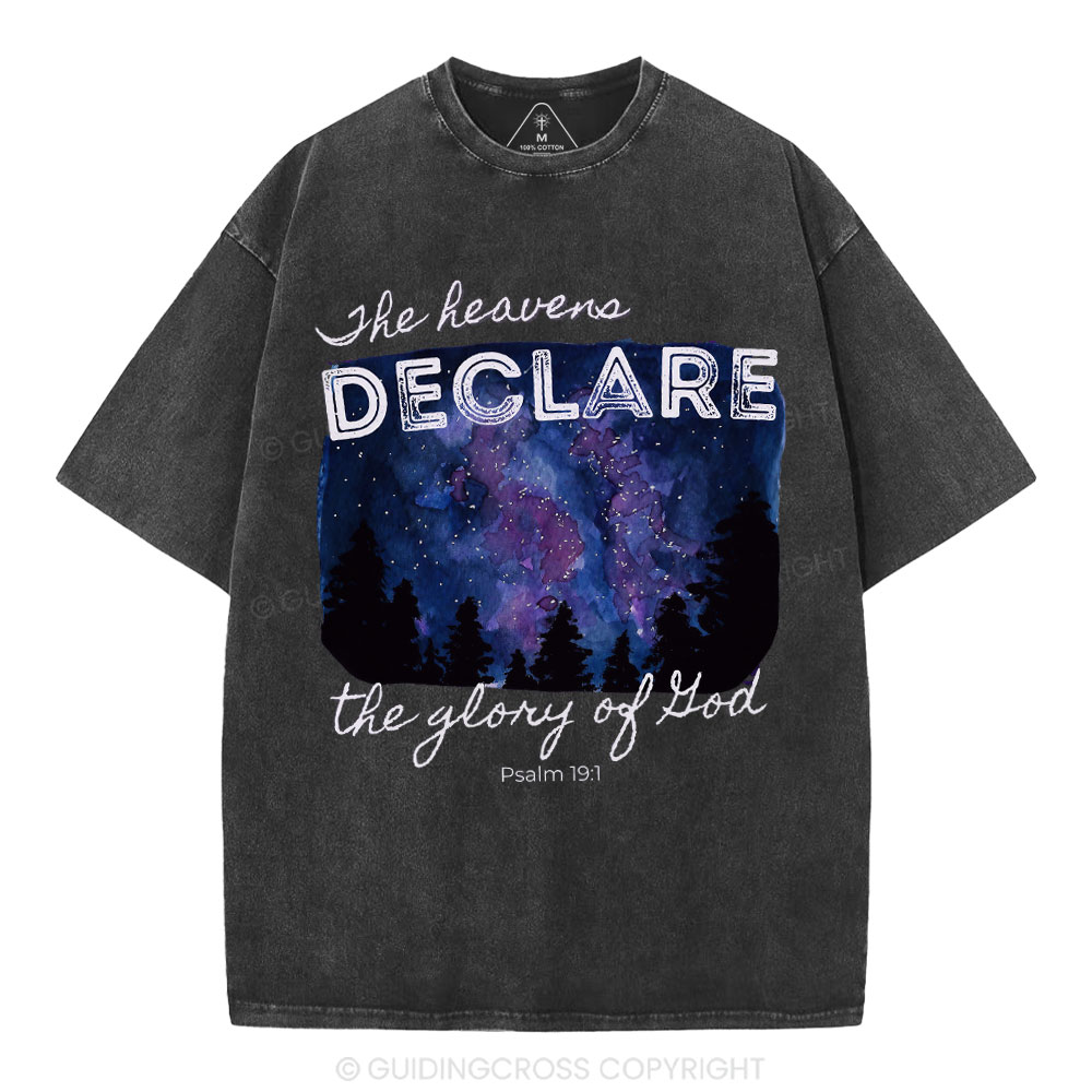 He Heavens Declare The Glory Of Lion Christian Washed T-Shirt