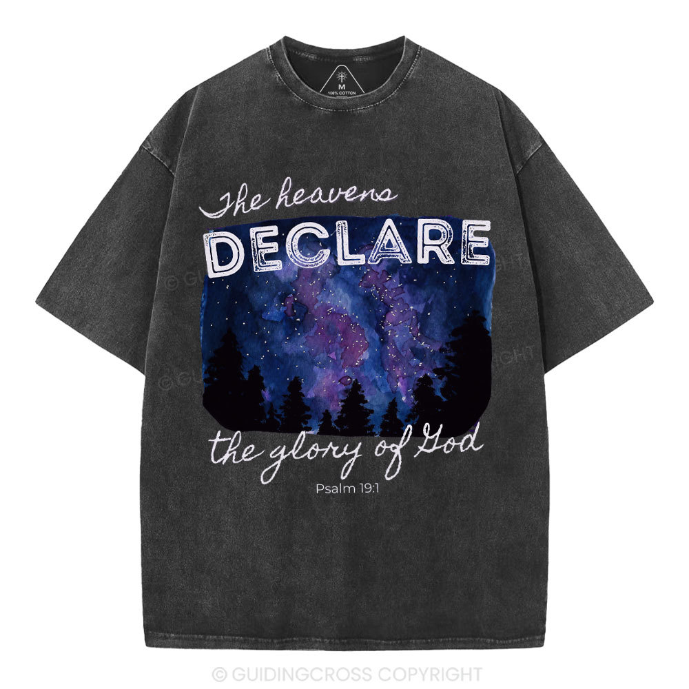 He Heavens Declare The Glory Of Lion Christian Washed T-Shirt