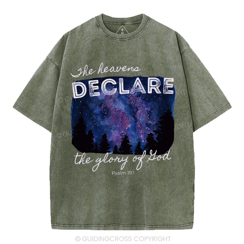He Heavens Declare The Glory Of Lion Christian Washed T-Shirt