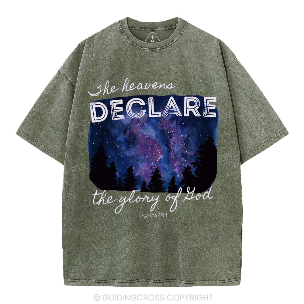 He Heavens Declare The Glory Of Lion Christian Washed T-Shirt