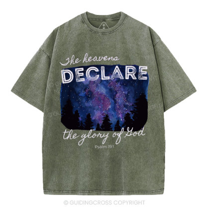 He Heavens Declare The Glory Of Lion Christian Washed T-Shirt