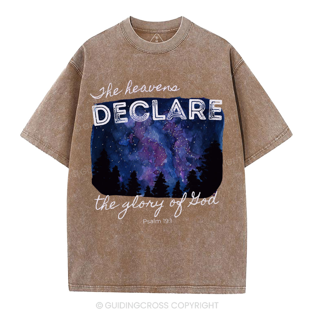 He Heavens Declare The Glory Of Lion Christian Washed T-Shirt