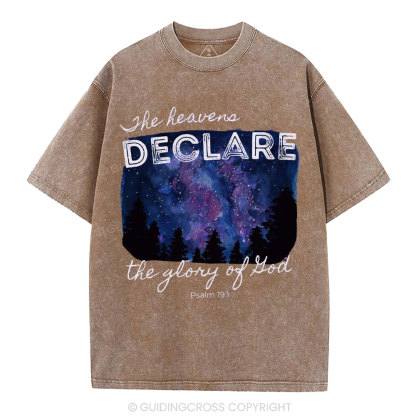 He Heavens Declare The Glory Of Lion Christian Washed T-Shirt
