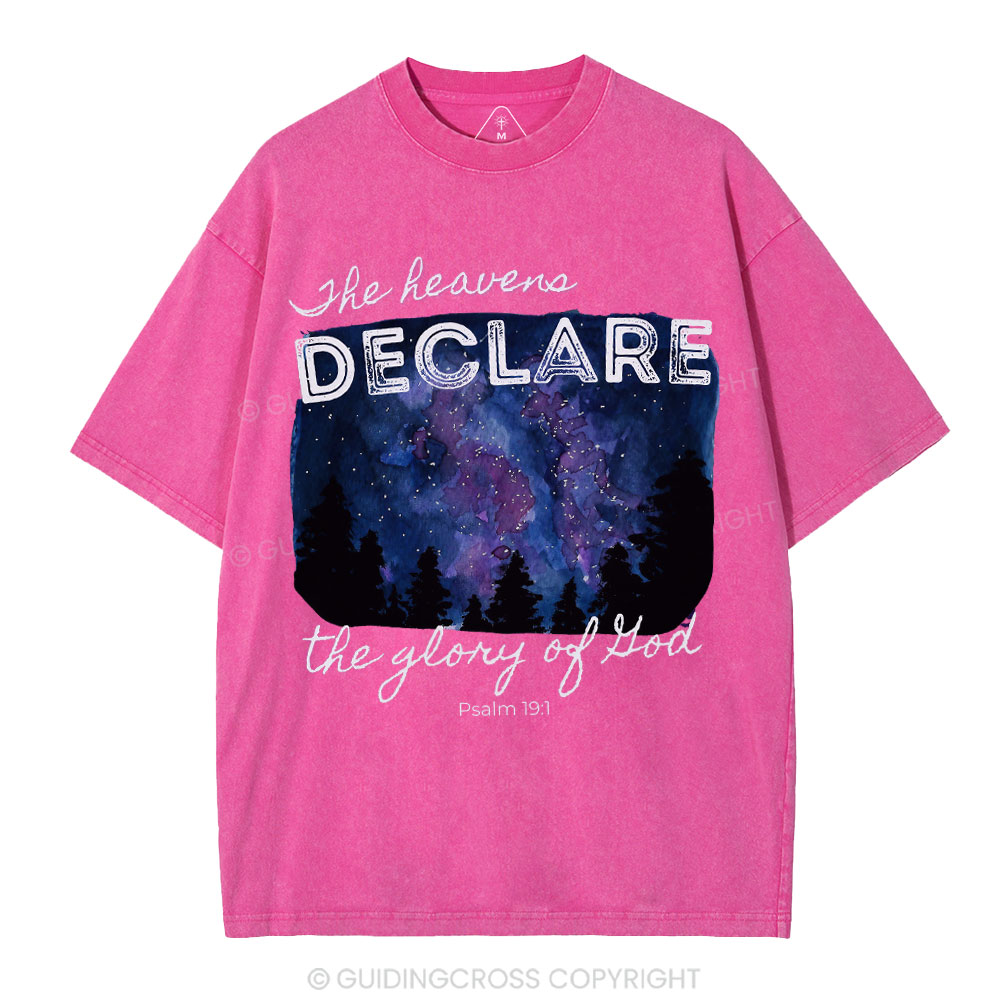 He Heavens Declare The Glory Of Lion Christian Washed T-Shirt