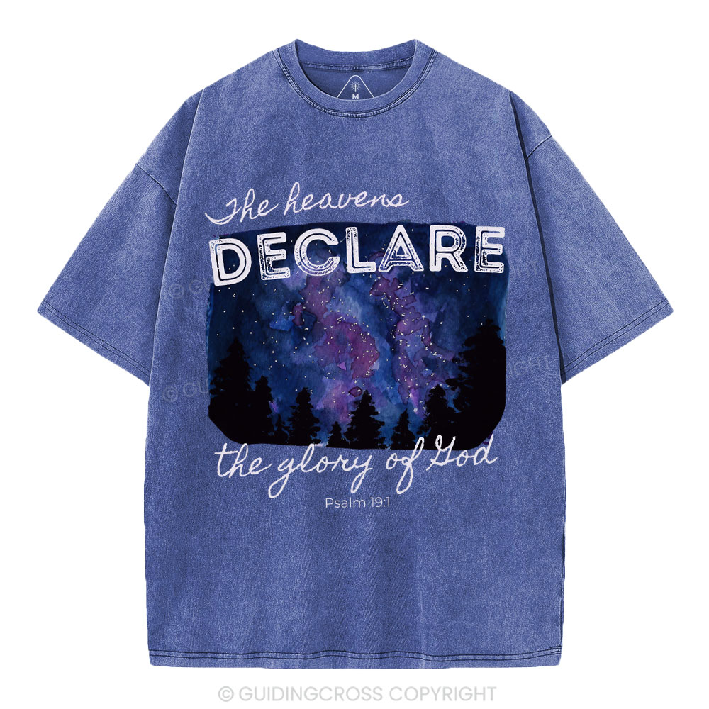 He Heavens Declare The Glory Of Lion Christian Washed T-Shirt