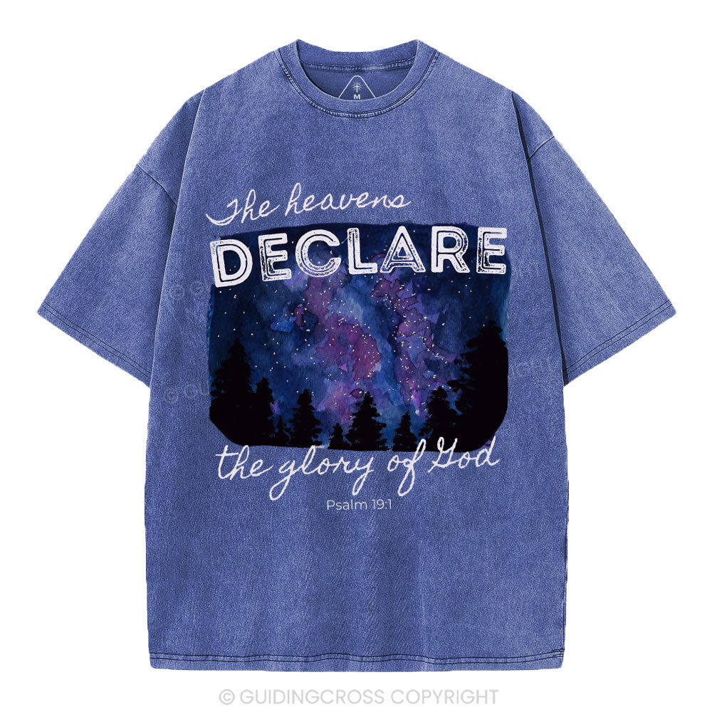 He Heavens Declare The Glory Of Lion Christian Washed T-Shirt