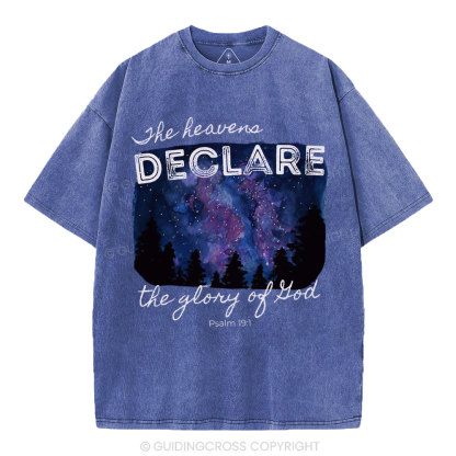 He Heavens Declare The Glory Of Lion Christian Washed T-Shirt
