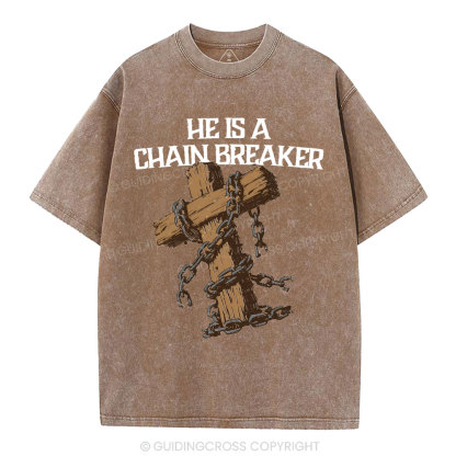 He Is A Chain Breaker Christian Washed T-Shirt