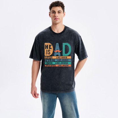 He Is Dad Christian Washed T-Shirt