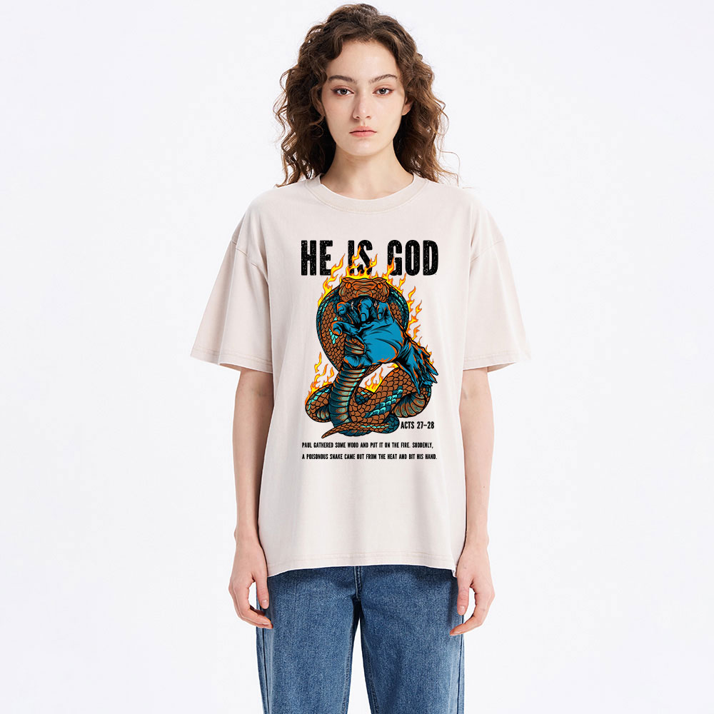 He Is God Christian Washed T-Shirt