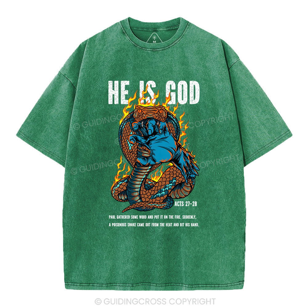 He Is God Christian Washed T-Shirt