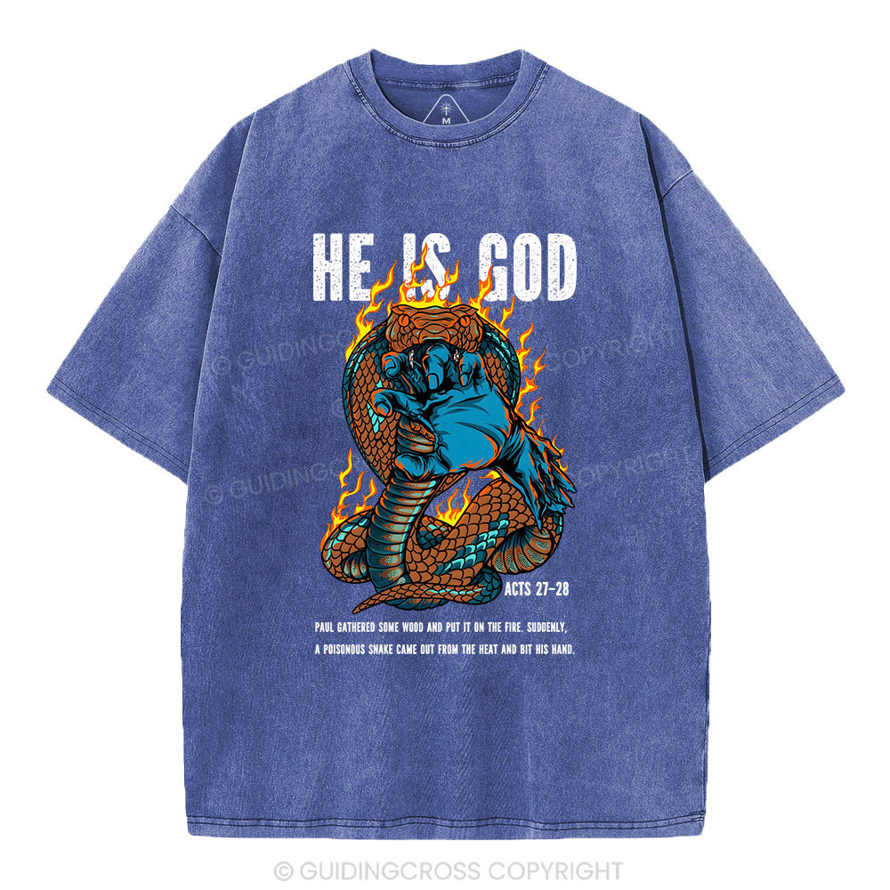He Is God Christian Washed T-Shirt