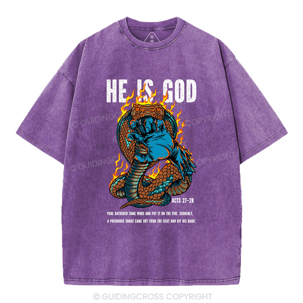 He Is God Christian Washed T-Shirt Sale - GuidingCross
